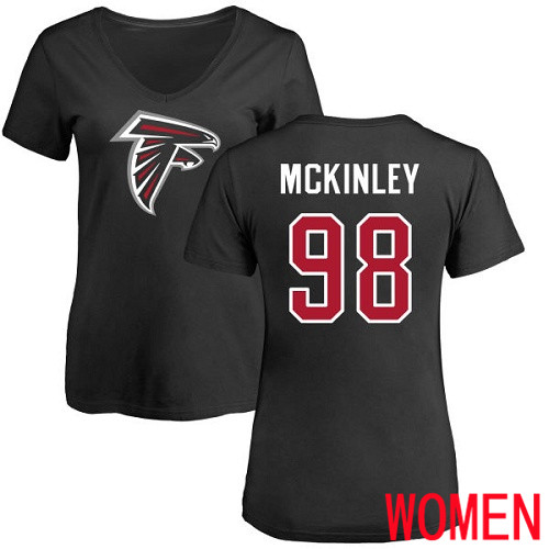 Atlanta Falcons Black Women Takkarist McKinley Name And Number Logo NFL Football #98 T Shirt